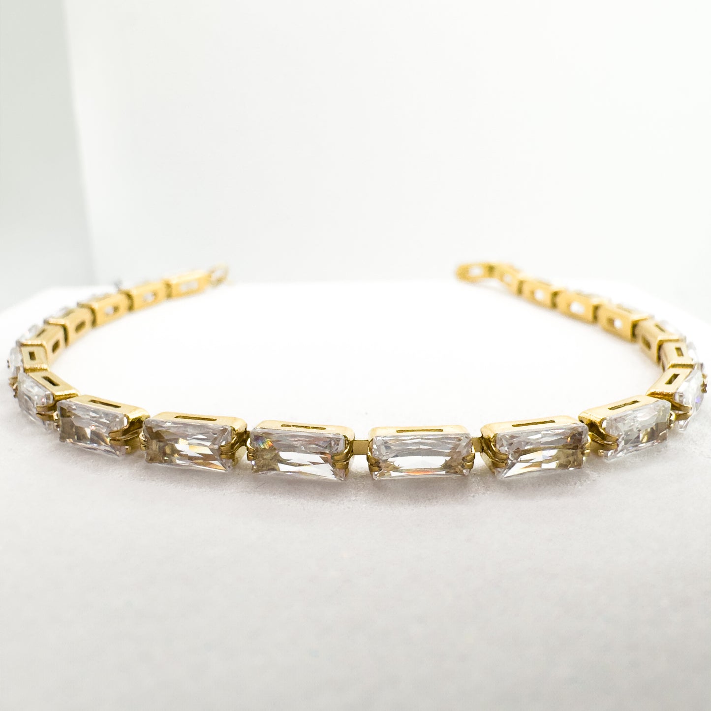 Linzi CZ Gem Link Gold Plated Tennis Bracelet | Clear | Multi Clear Gemstone Bracelets Razzle + Rose