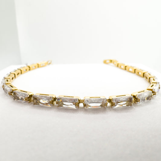 Linzi CZ Gem Link Gold Plated Tennis Bracelet | Clear | Multi Clear Gemstone Bracelets Razzle + Rose