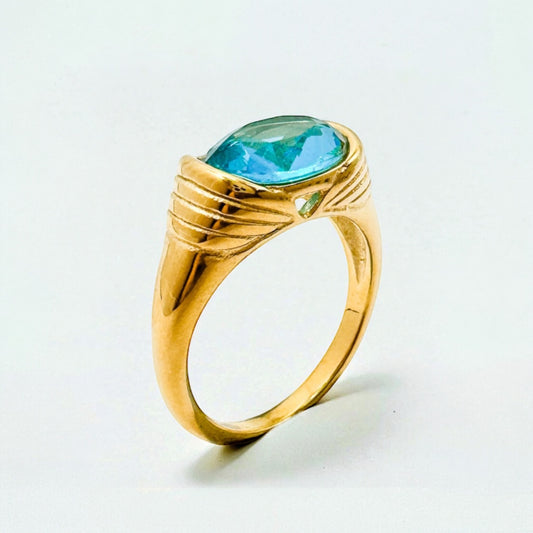 Saffy Blue Gemstone Statement Ring