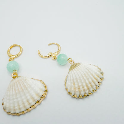 Bahamas Shell Gemstone Hoop Earrings