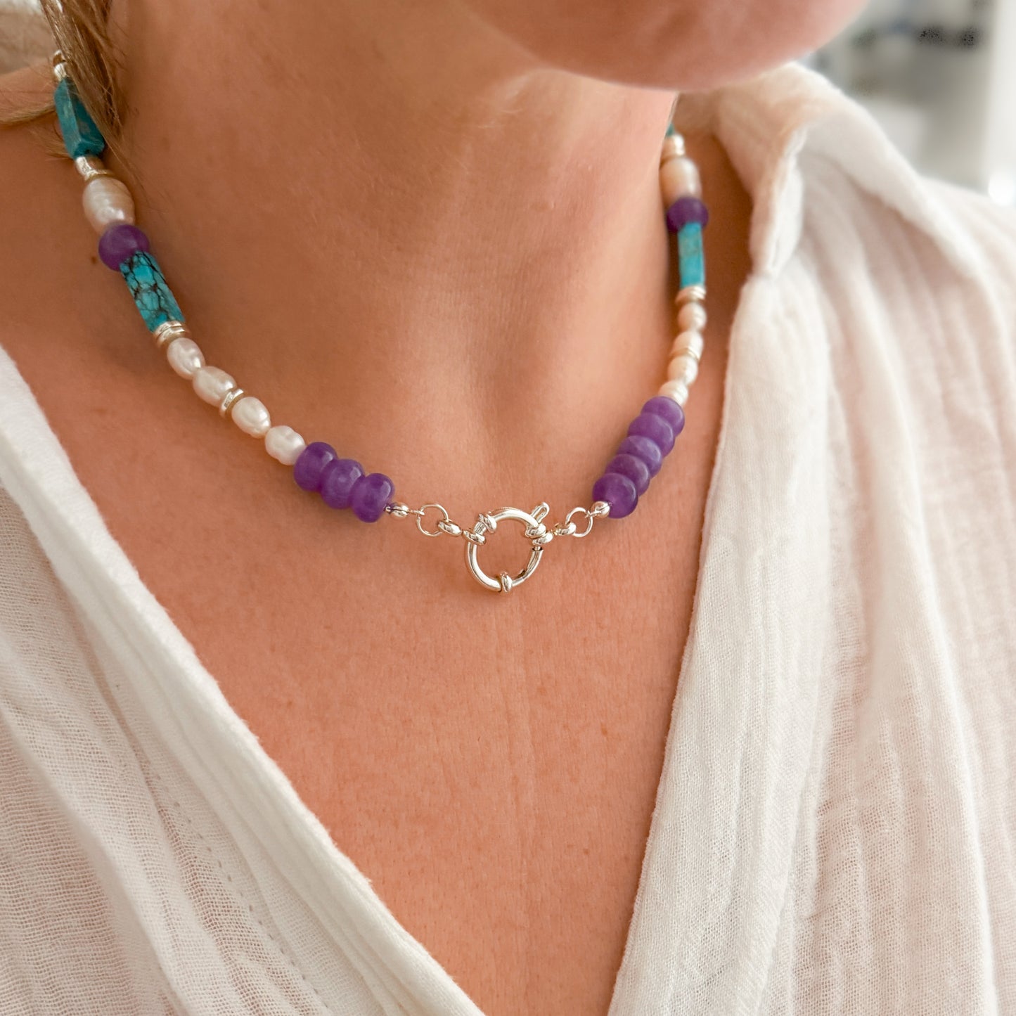 Bali Colourful Chunky Beaded Pearl Necklace