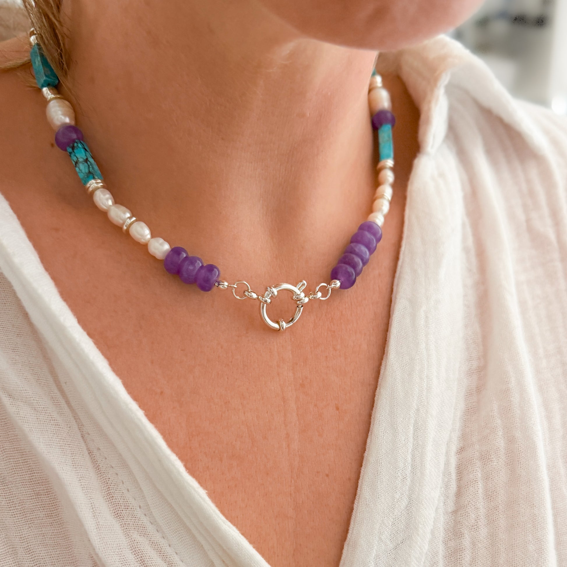 Bali Colourful Chunky Beaded Pearl Necklace