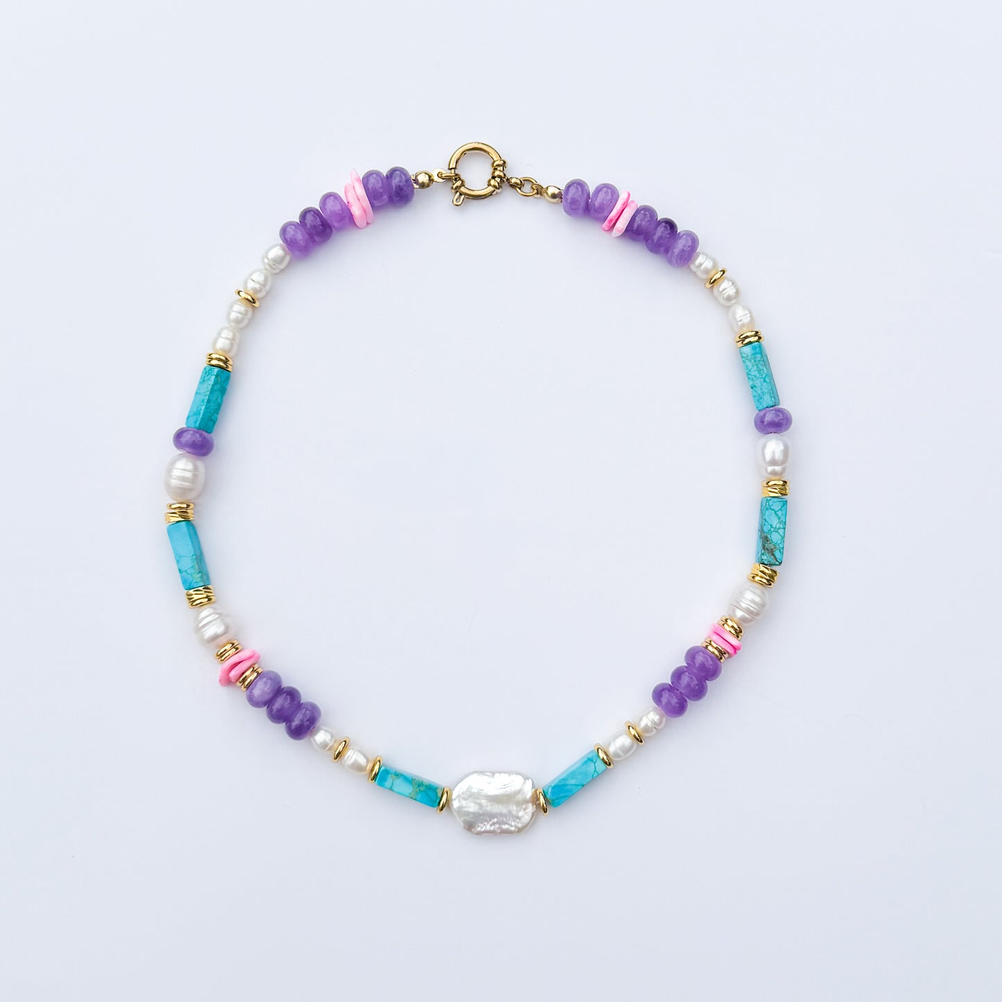 Bali Colourful Chunky Beaded Pearl Necklace