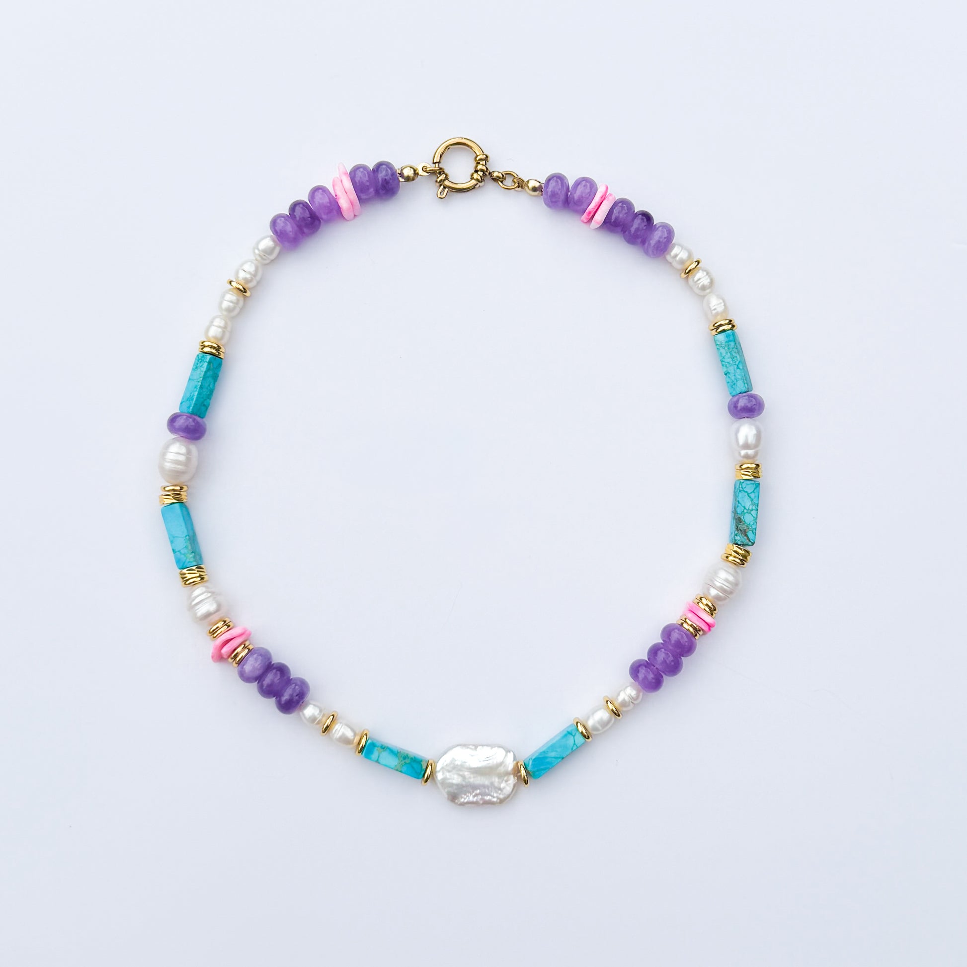 Bali Colourful Chunky Beaded Pearl Necklace