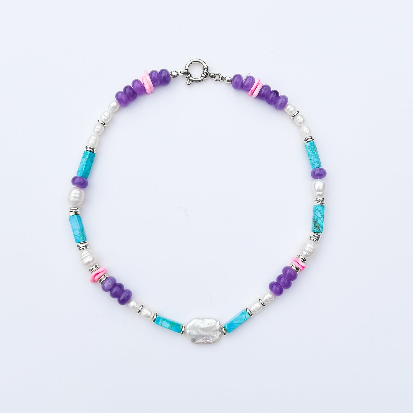 Bali Colourful Chunky Beaded Pearl Necklace