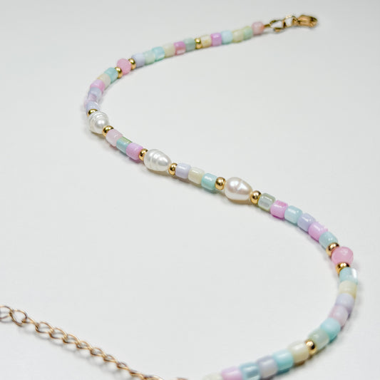 Belize Pastel Shell Pearl Beaded Anklet