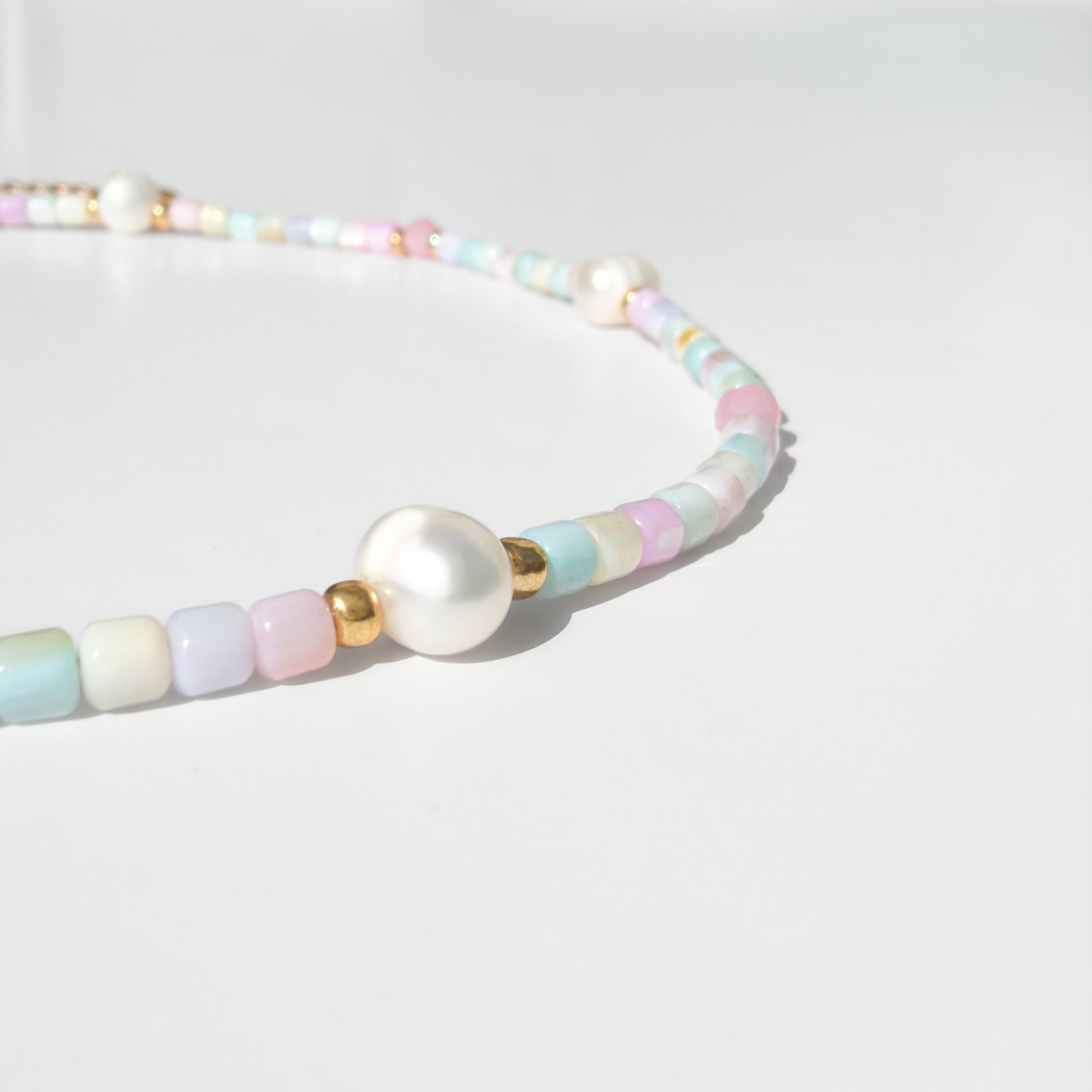 Belize Pastel Shell Pearl Beaded Necklace