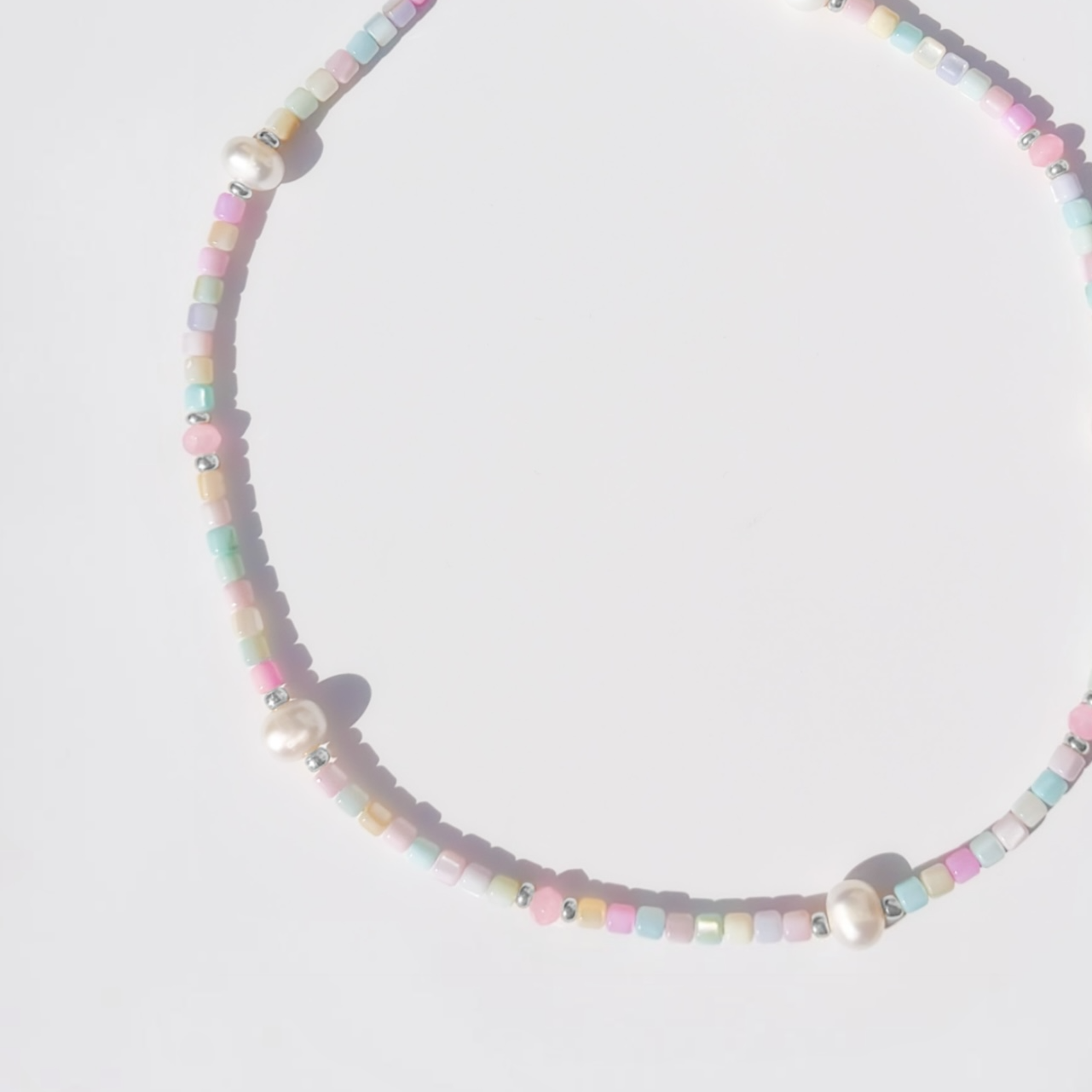Belize Pastel Shell Pearl Beaded Necklace