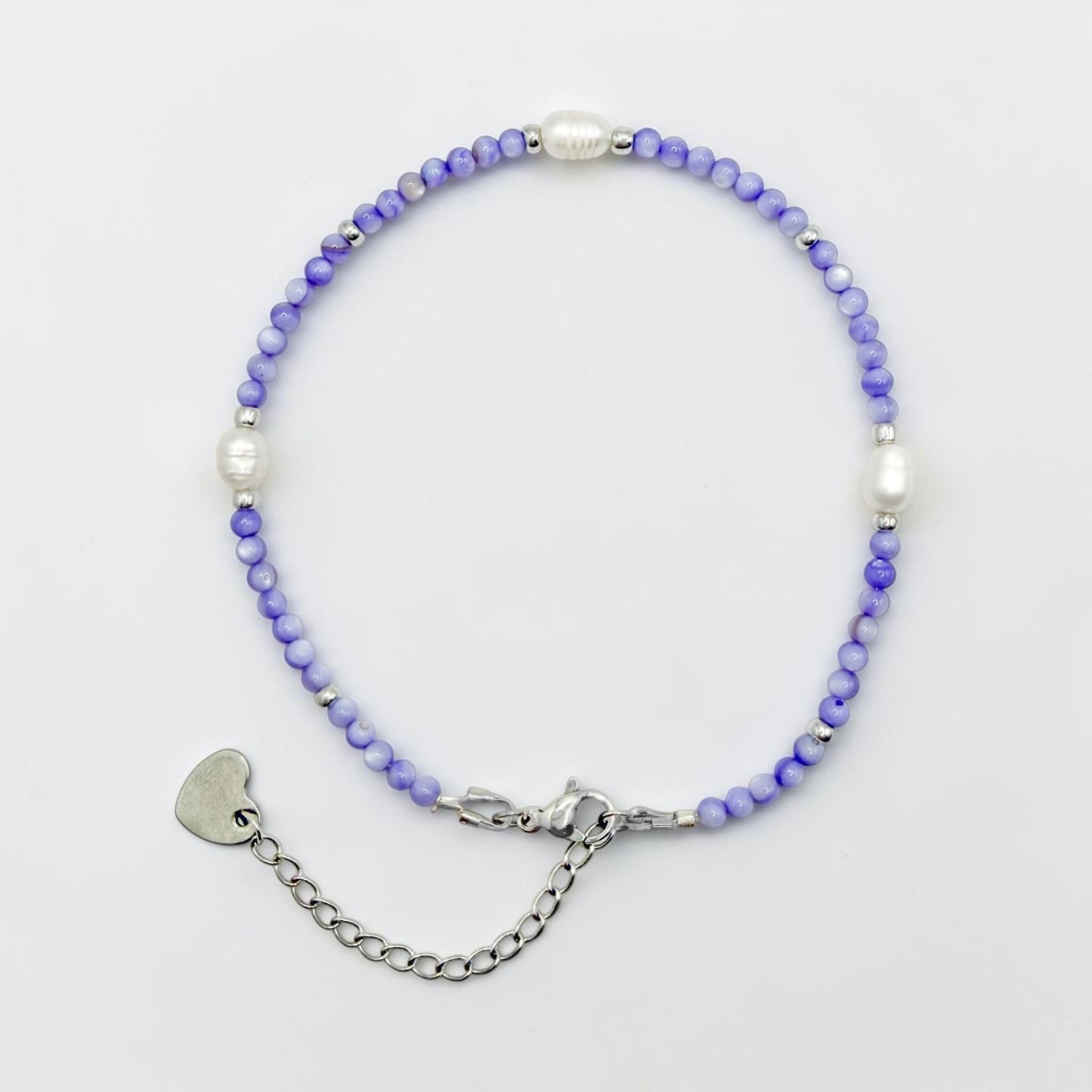 Bora Bora Purple Shell and Pearl Beaded Anklet