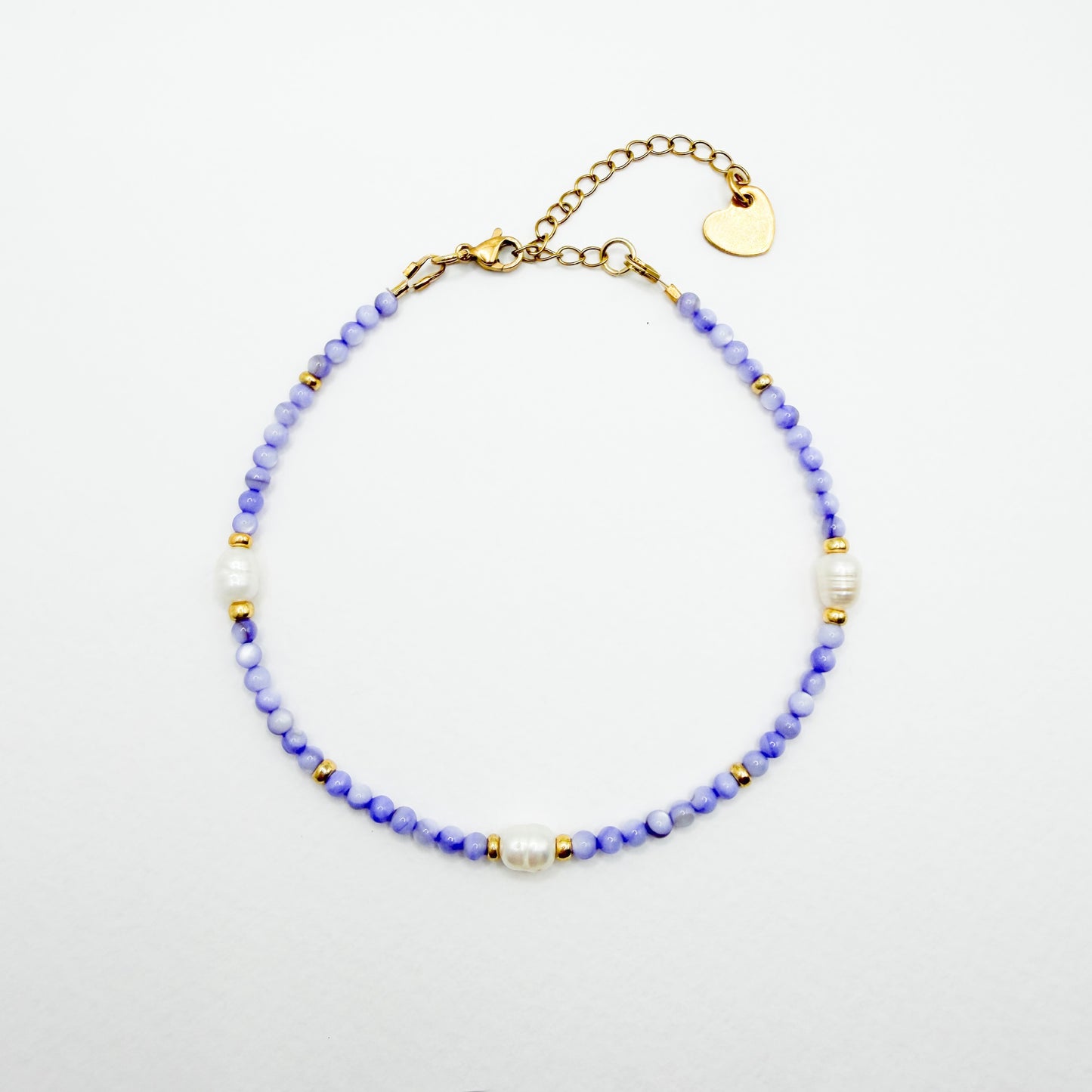 Bora Bora Purple Shell and Pearl Beaded Anklet