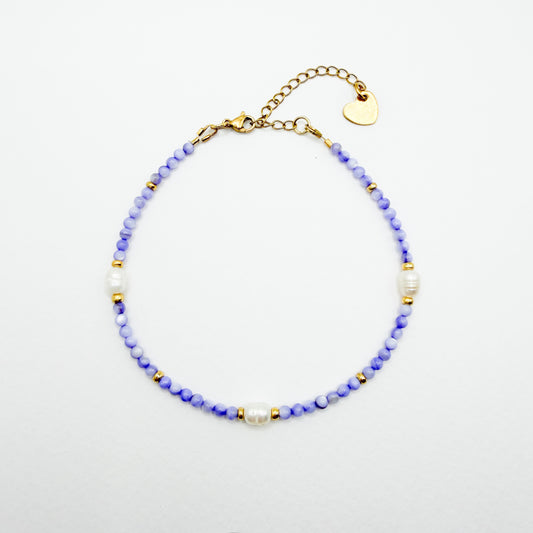 Bora Bora Purple Shell and Pearl Beaded Anklet
