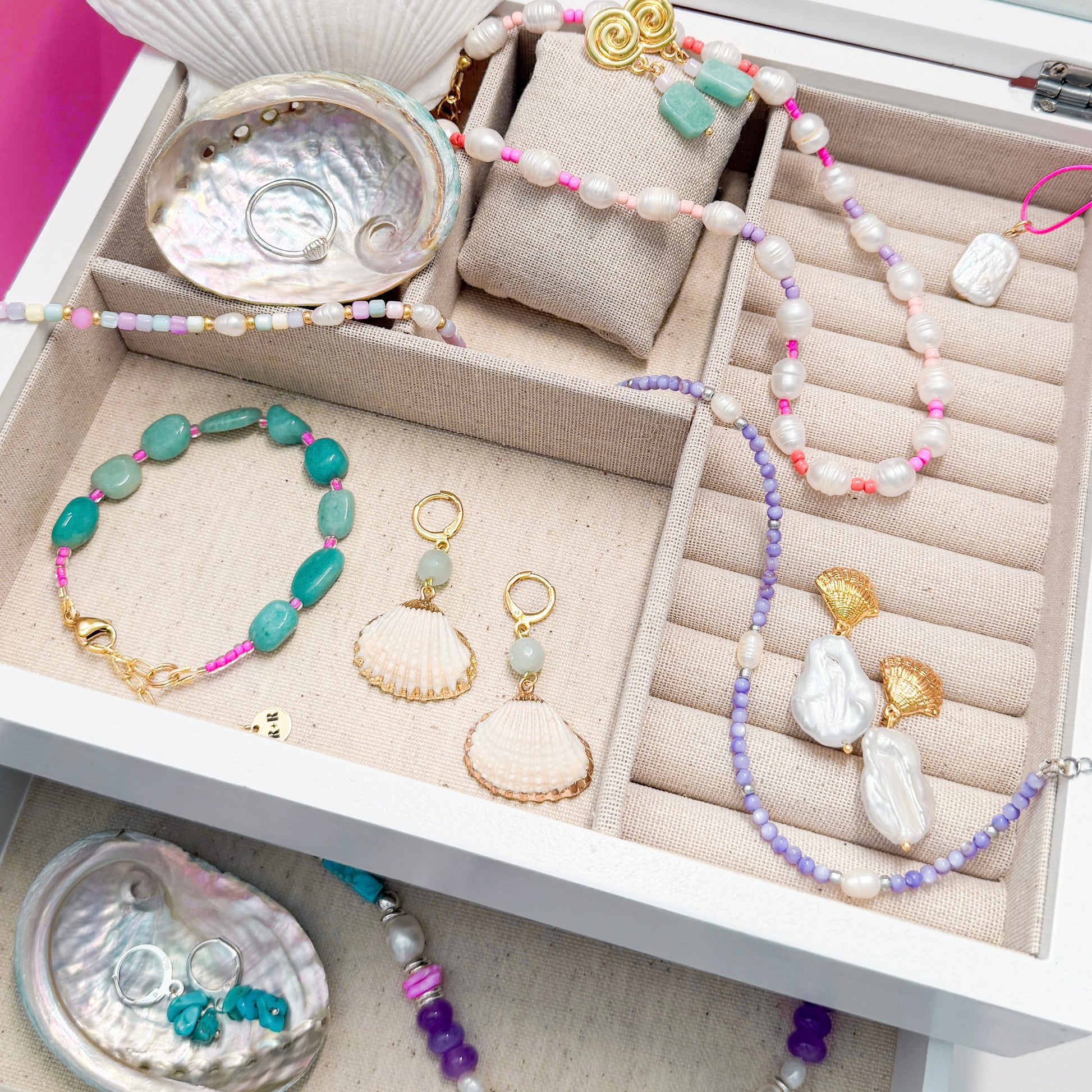 Bora Bora Purple Shell and Pearl Beaded Anklet