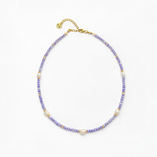 Bora Bora Purple Shell and Pearl Beaded Necklace