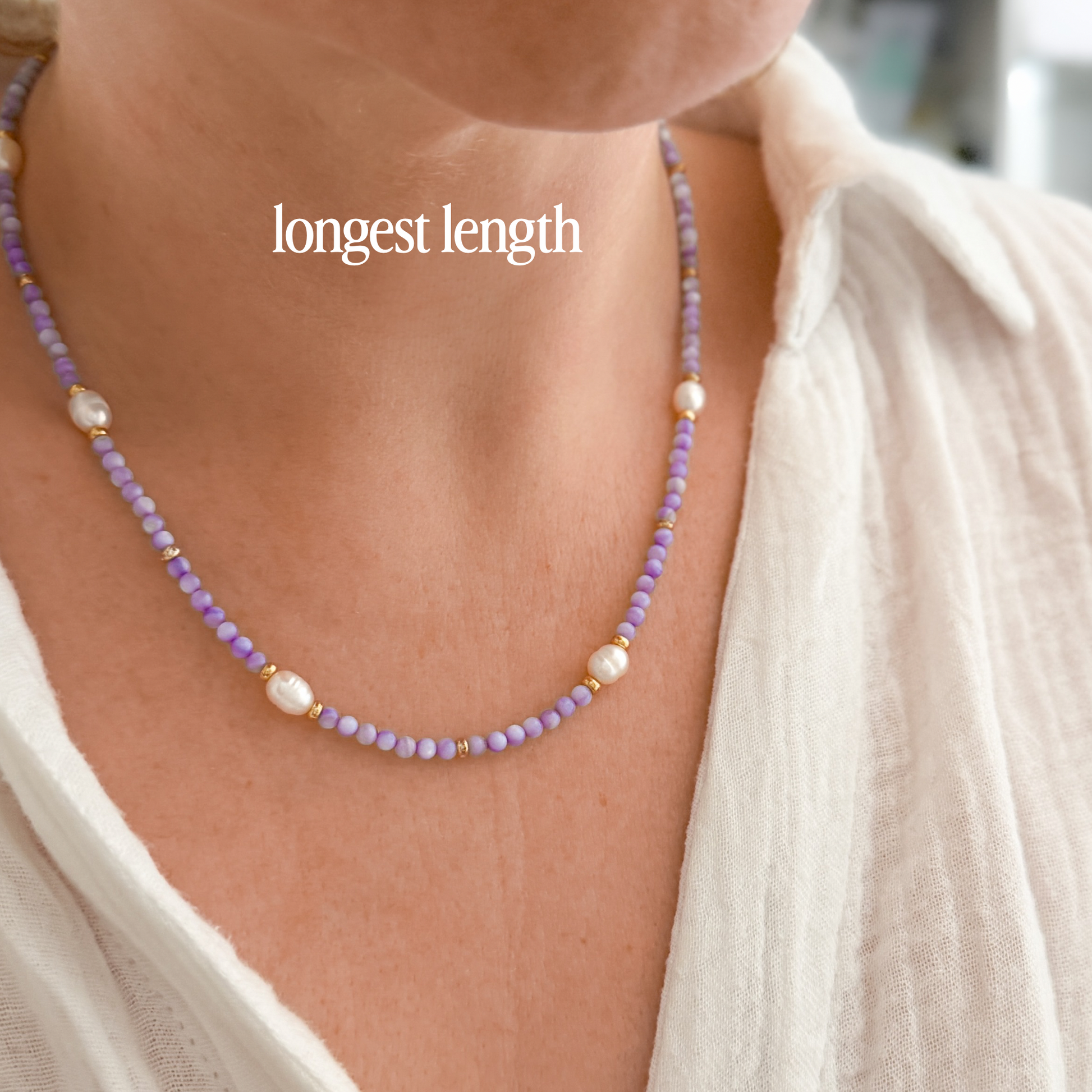 Bora Bora Purple Shell and Pearl Beaded Necklace