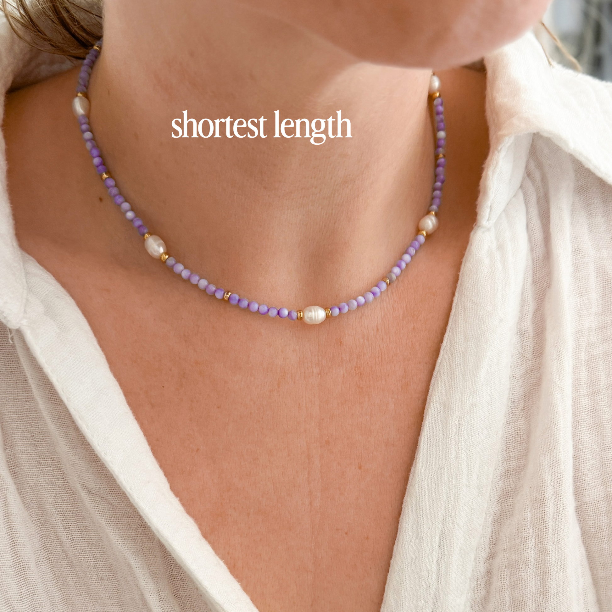 Bora Bora Purple Shell and Pearl Beaded Necklace