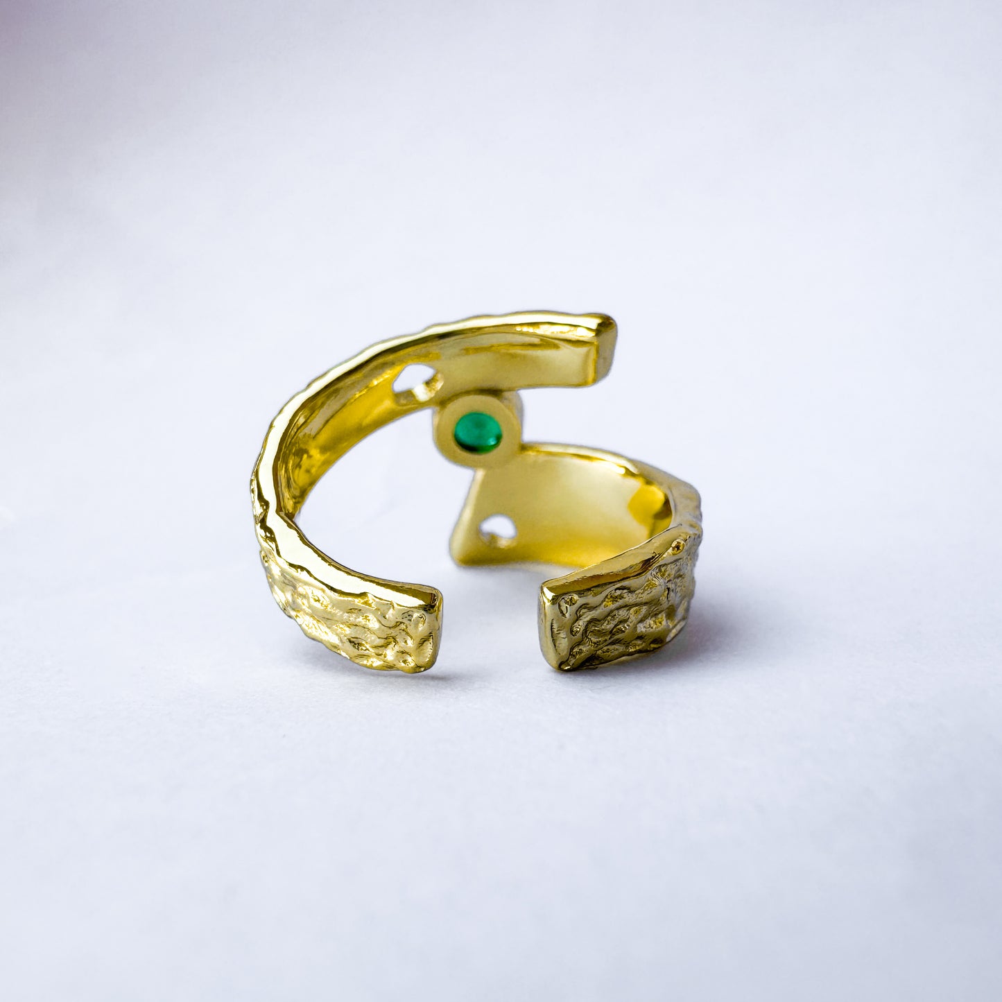 Bryony Textured Gold Statement Ring | Adjustable