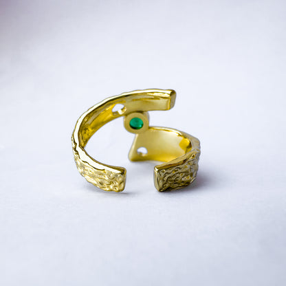 Bryony Textured Gold Statement Ring | Adjustable