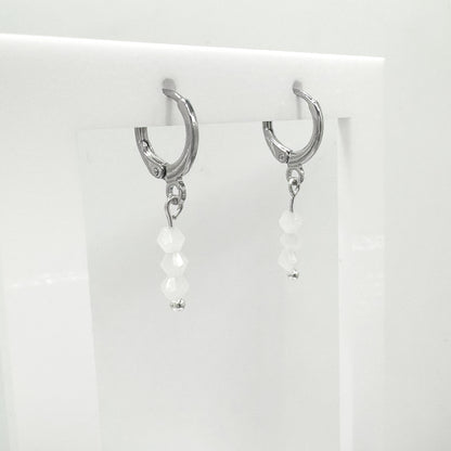 Emilia Silver Crystal Bead Small Hoop Earrings | Cornflower | Hot Pink | Rose | Aqua | White - Razzle and Rose Jewellery