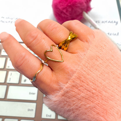 Ava Gold Heart Ring | Adjustable