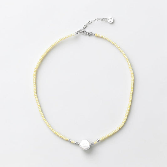 Maui Yellow Beaded Necklace with Freshwater Pearl