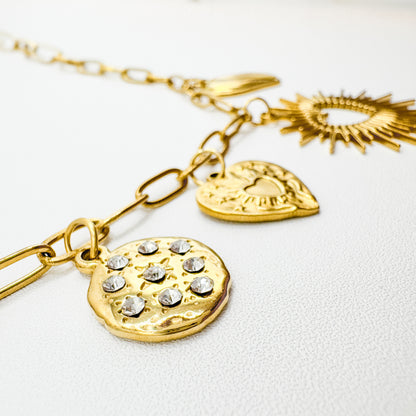 Capri Gold Chunky Heart Charm Necklace - Razzle and Rose Jewellery