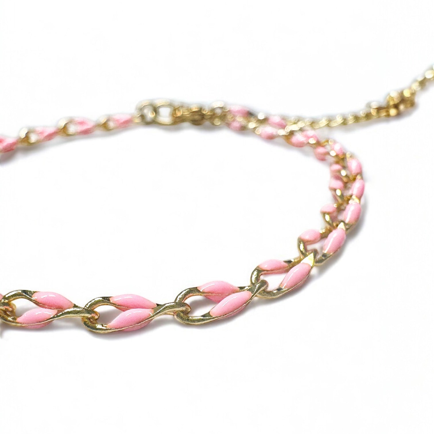Sansa Baby Pink Enamel Gold Chain Bracelet - Razzle and Rose Jewellery