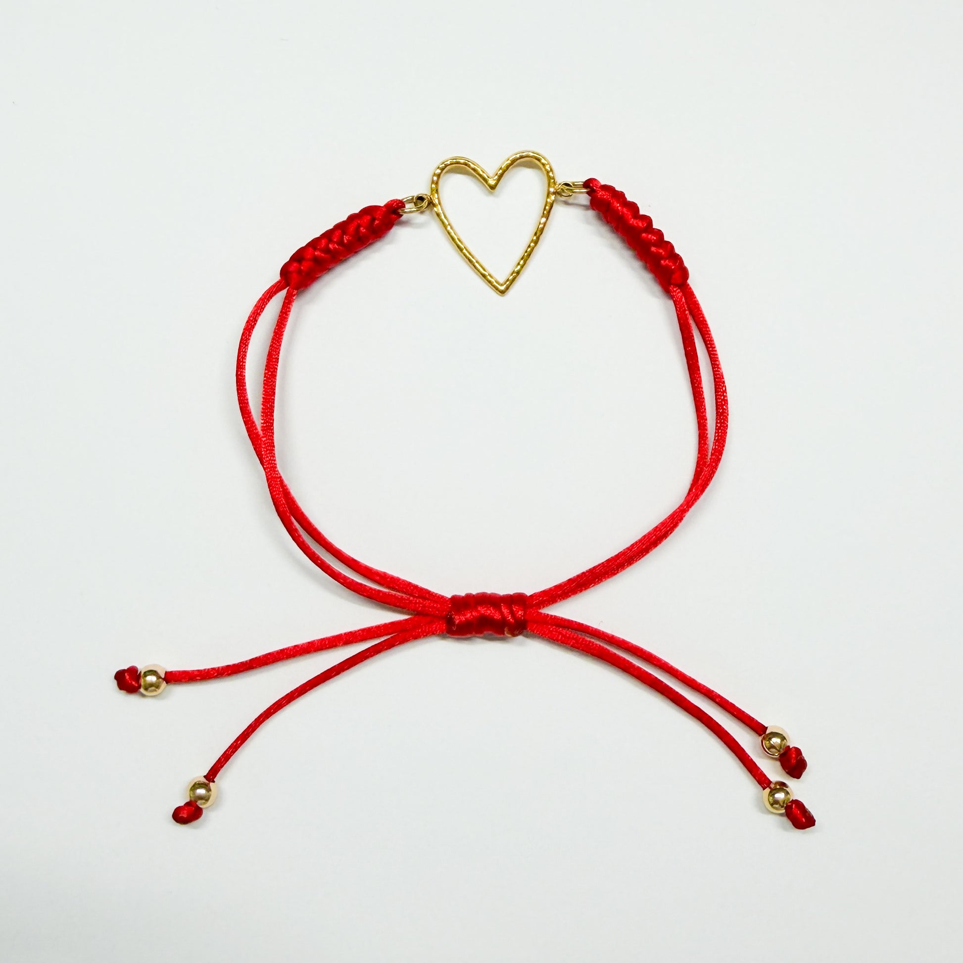 Palma Red Cord Slider Bracelet with Gold Heart