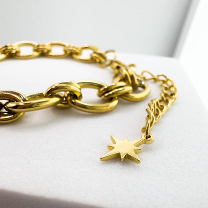 Stella Gold Chunky Double Link Chain Bracelet - Razzle and Rose Jewellery