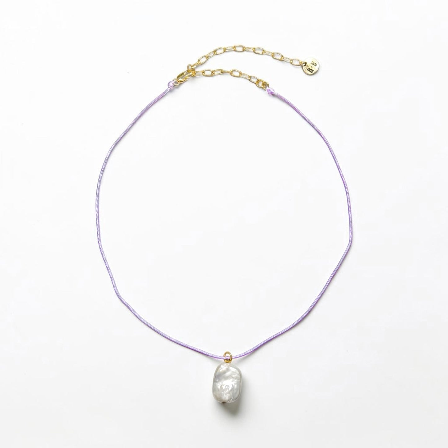 Cabo Dainty Cord Necklace with Pearl | Neon Pink | Lilac