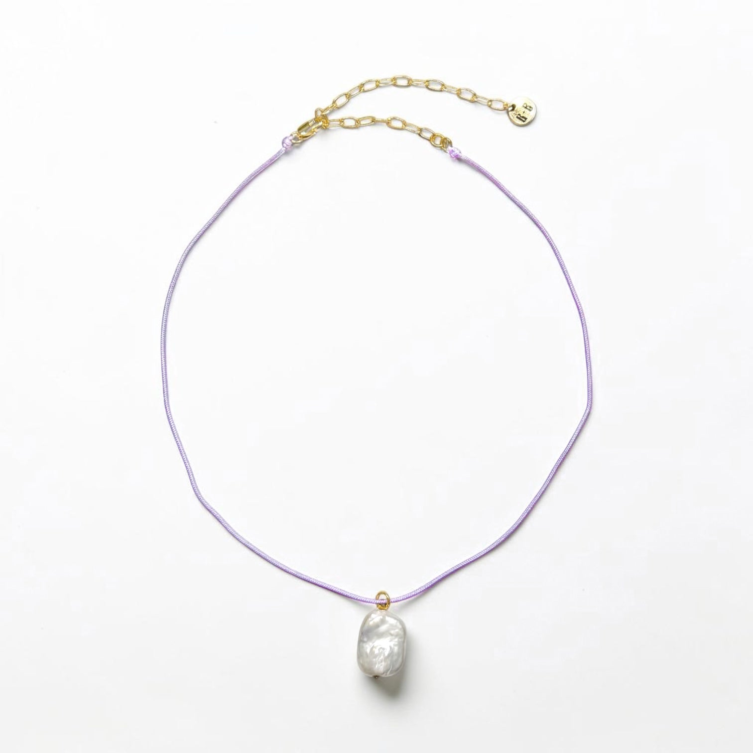 Cabo Dainty Cord Necklace with Pearl | Neon Pink | Lilac