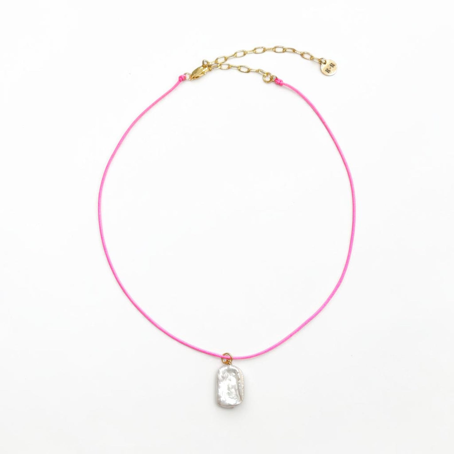Cabo Dainty Cord Necklace with Pearl | Neon Pink | Lilac