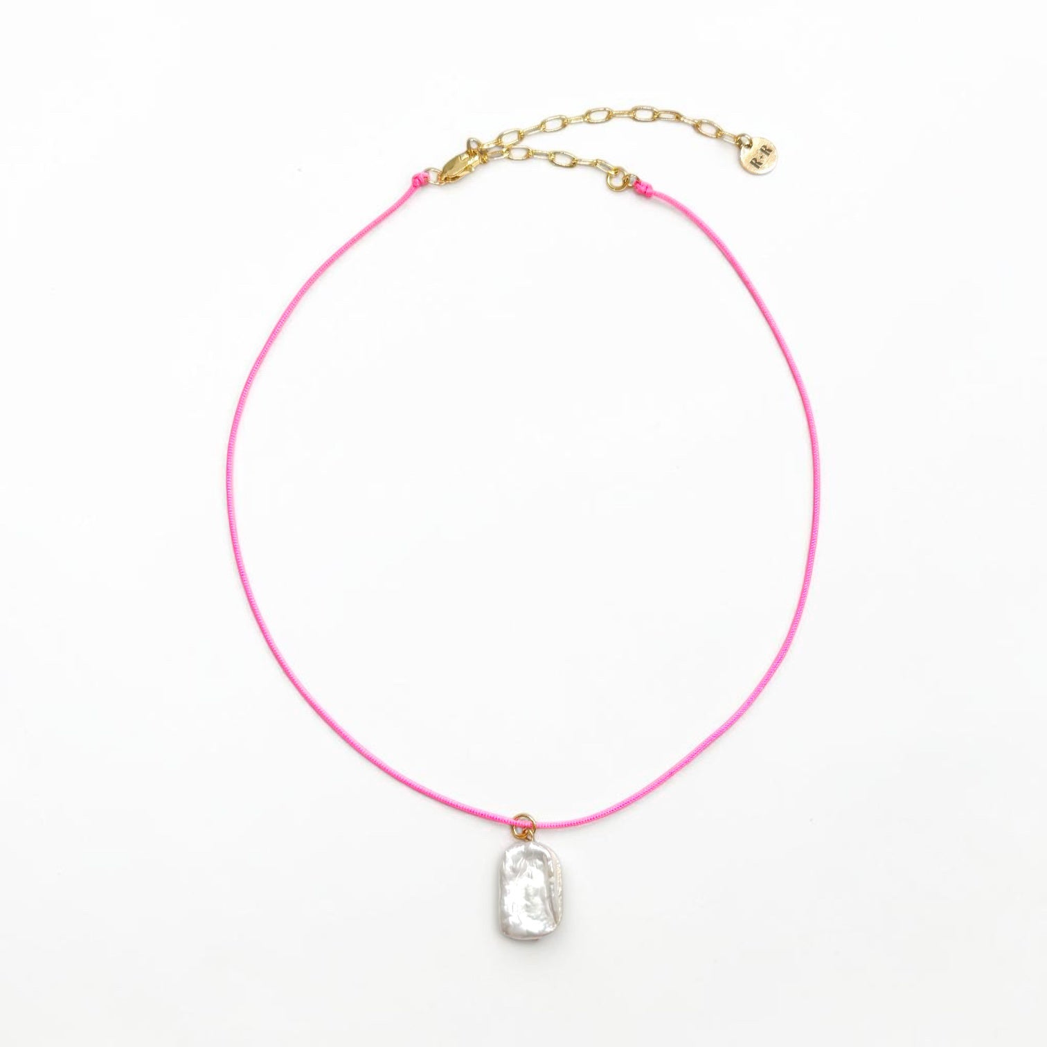 Cabo Dainty Cord Necklace with Pearl | Neon Pink | Lilac