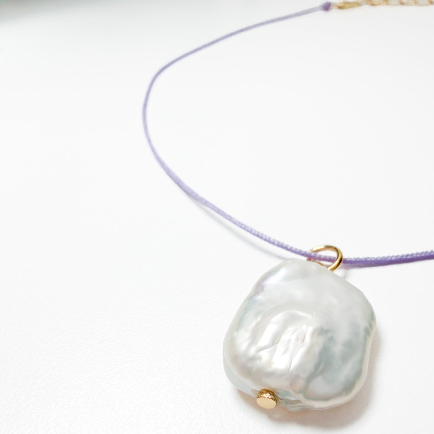 Cabo Dainty Cord Necklace with Pearl | Neon Pink | Lilac