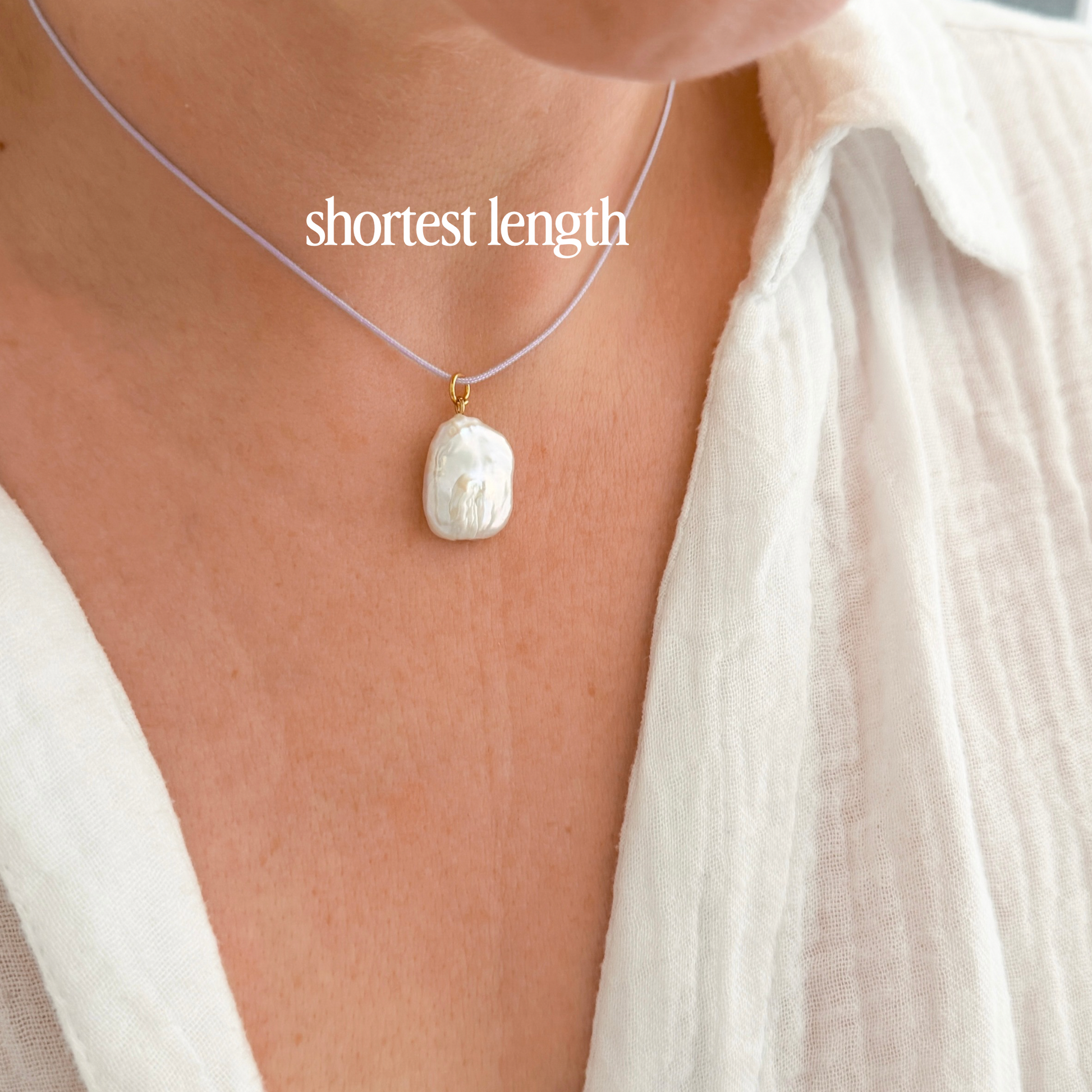 Cabo Dainty Cord Necklace with Pearl | Neon Pink | Lilac