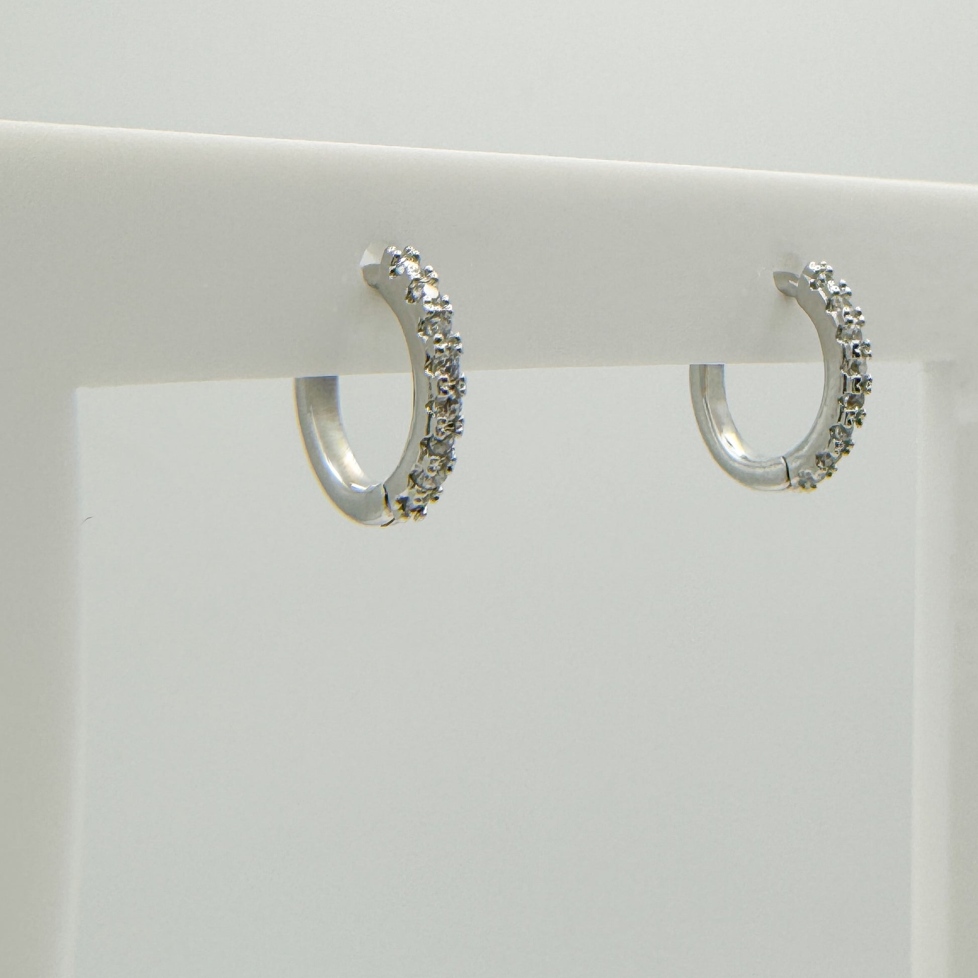 Camila Silver Gemstone Huggies | Clear | Multi