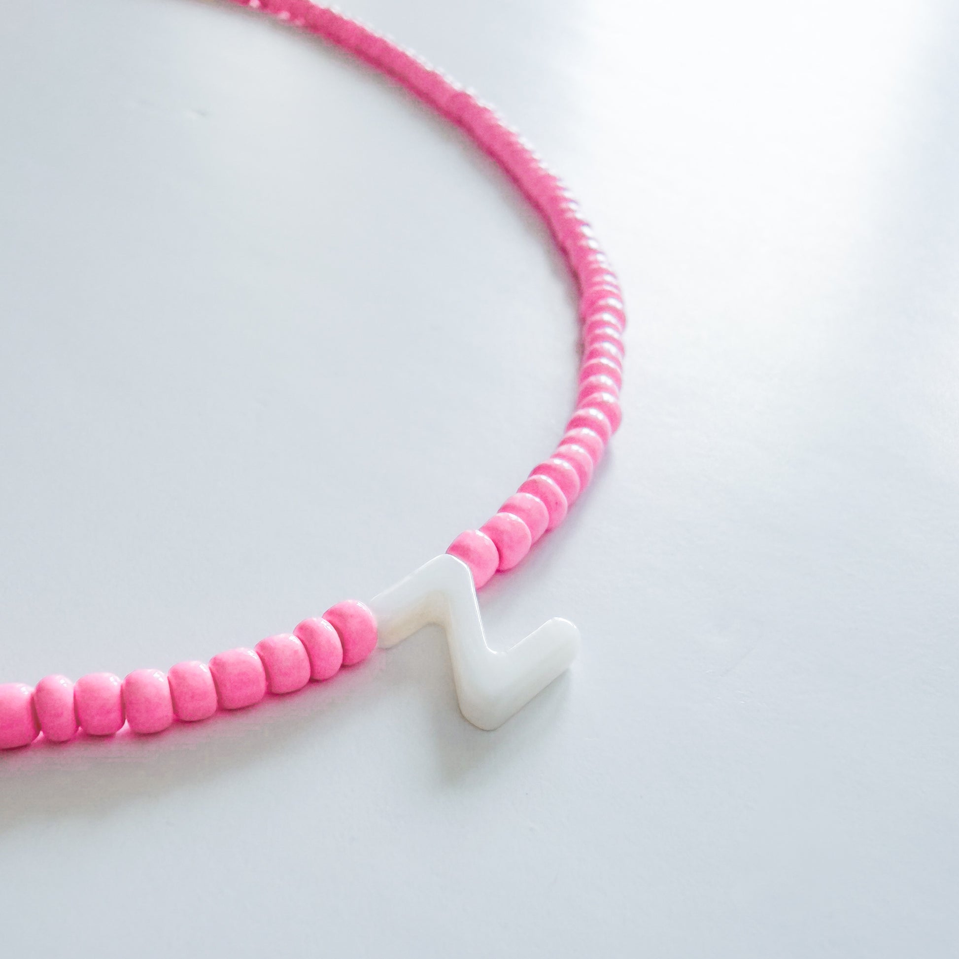 Catalina Mother of Pearl Initial Beaded Necklace