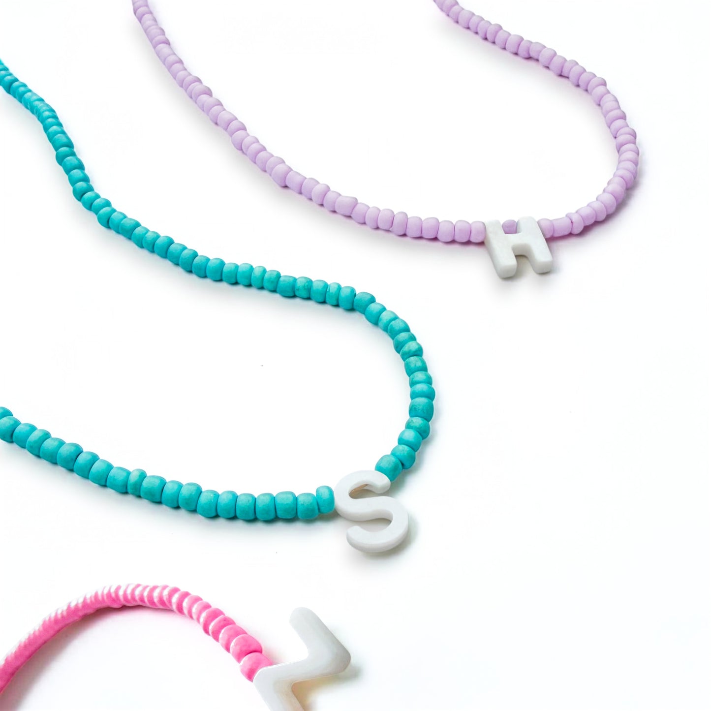 Catalina Mother of Pearl Initial Beaded Necklace