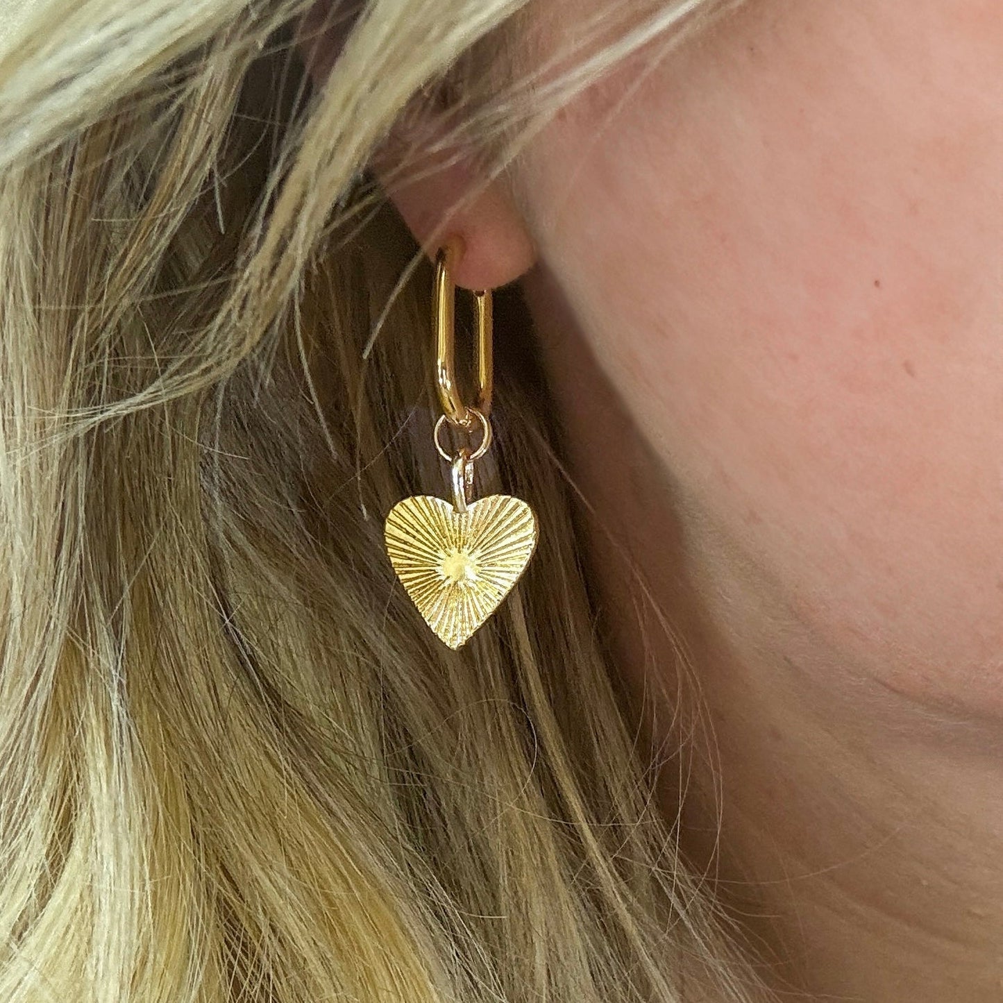 Clea Pink and Gold Reversible Heart Hoop Earrings | Wear 3 Ways