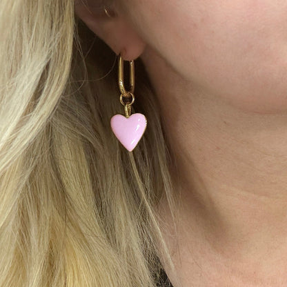 Clea Pink and Gold Reversible Heart Hoop Earrings | Wear 3 Ways