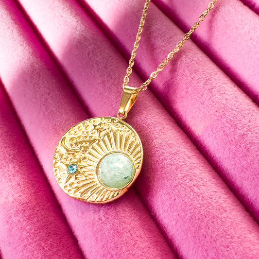 Penelope Gold Amazonite Pendant Necklace Default Title Gemstone Necklace Razzle and Rose