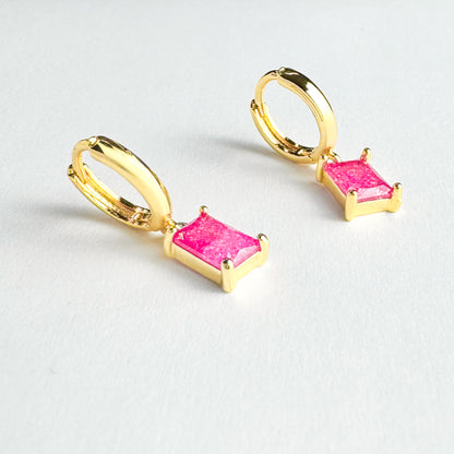 Emily Pink Gemstone Hoop Earrings