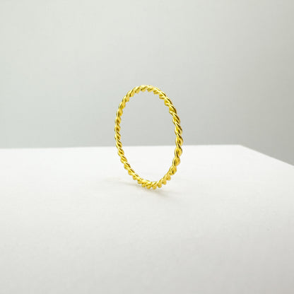 India Gold Plated Silver Fine Twist Stacking Ring - Razzle and Rose Jewellery