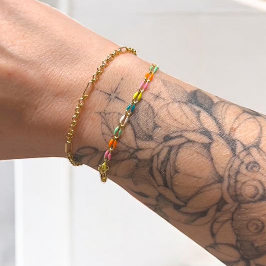 Sansa Neon Enamel Gold Chain Bracelet
