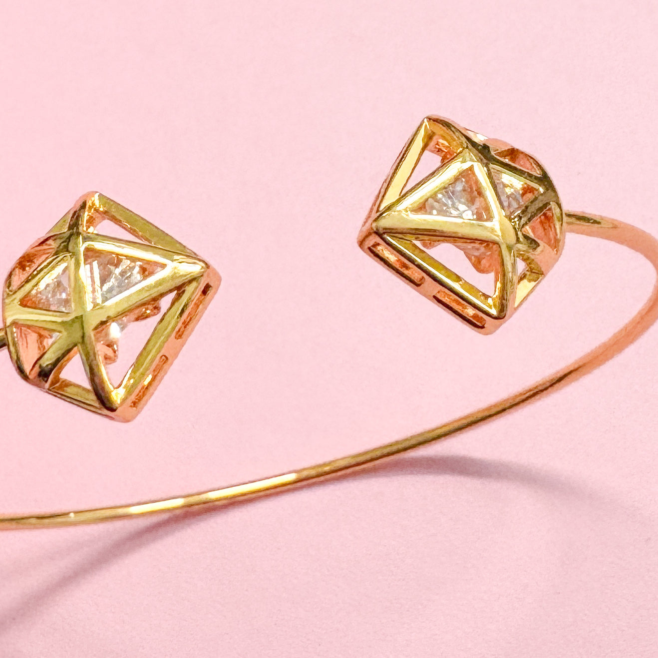 Diamond Shape Gold Bangle Bracelet