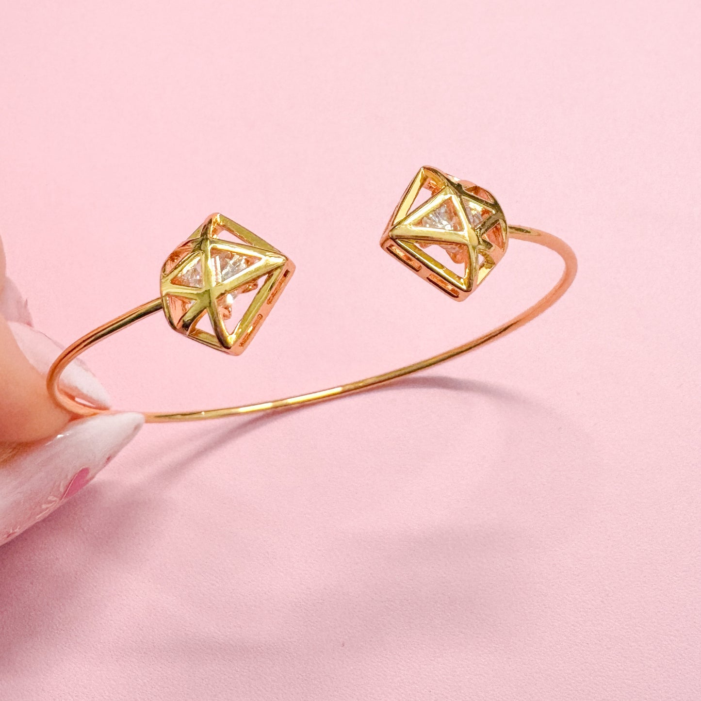 Diamond Shape Gold Bangle Bracelet