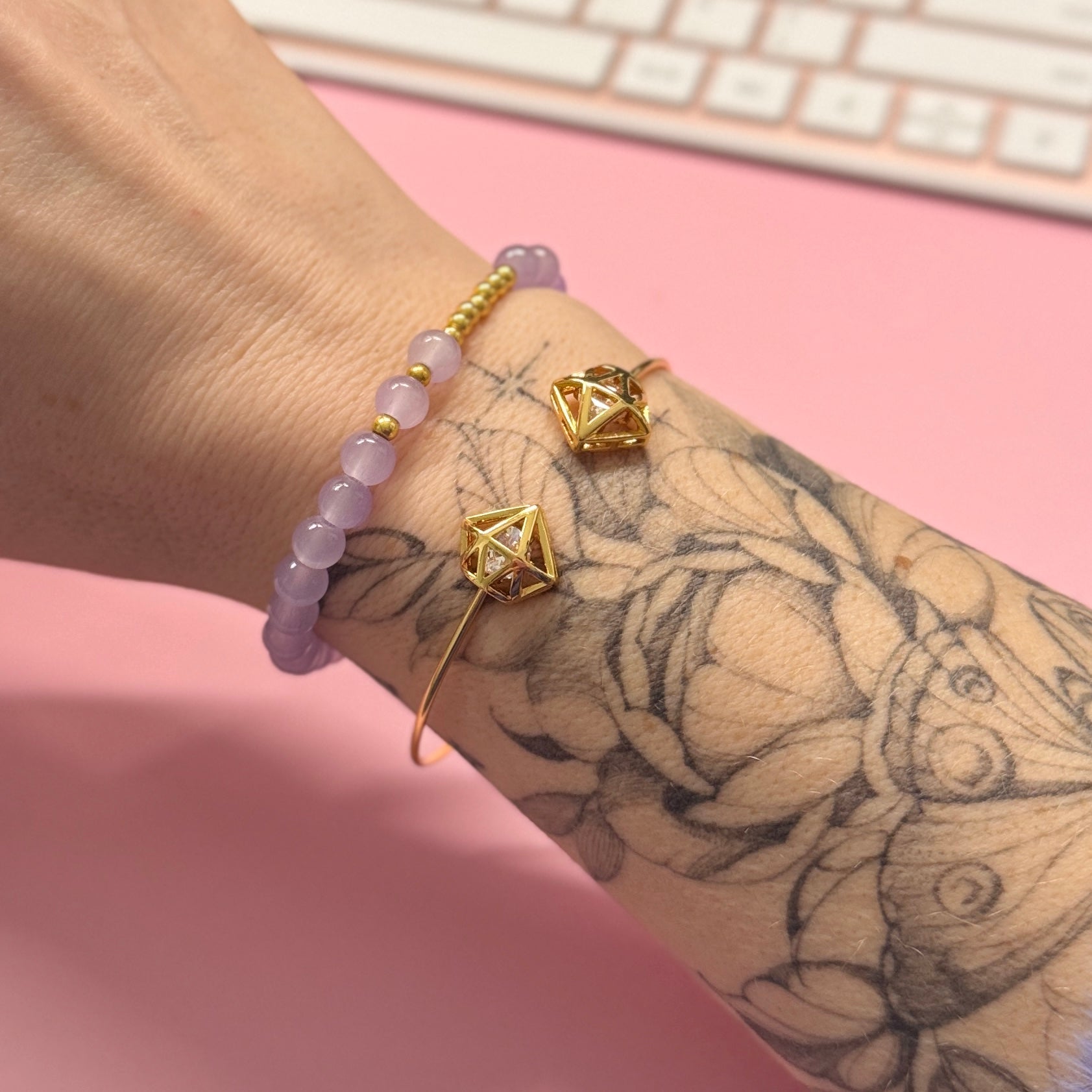 Diamond Shape Gold Bangle Bracelet