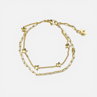 Double Chain Gold Star Bracelet