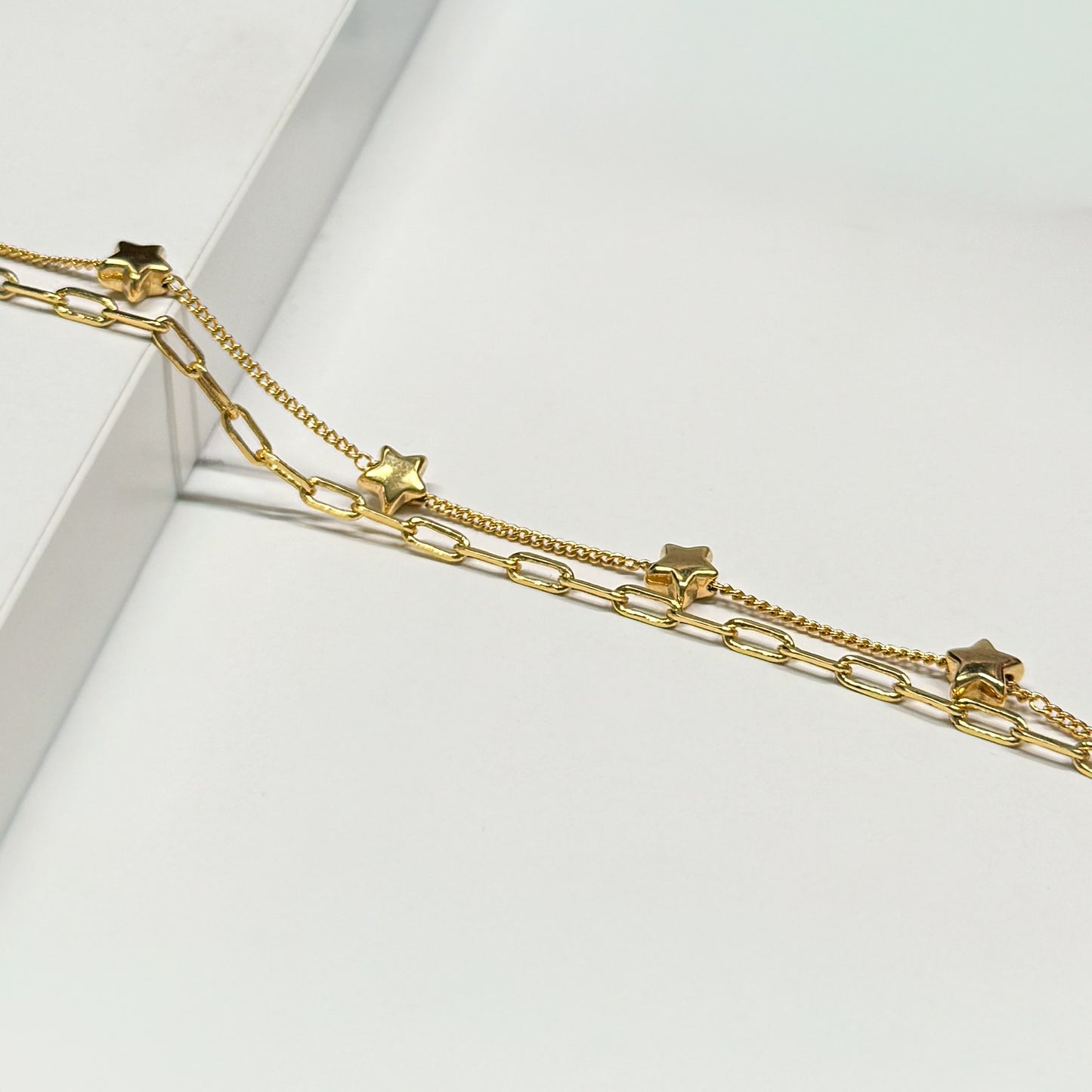 Double Chain Gold Star Bracelet