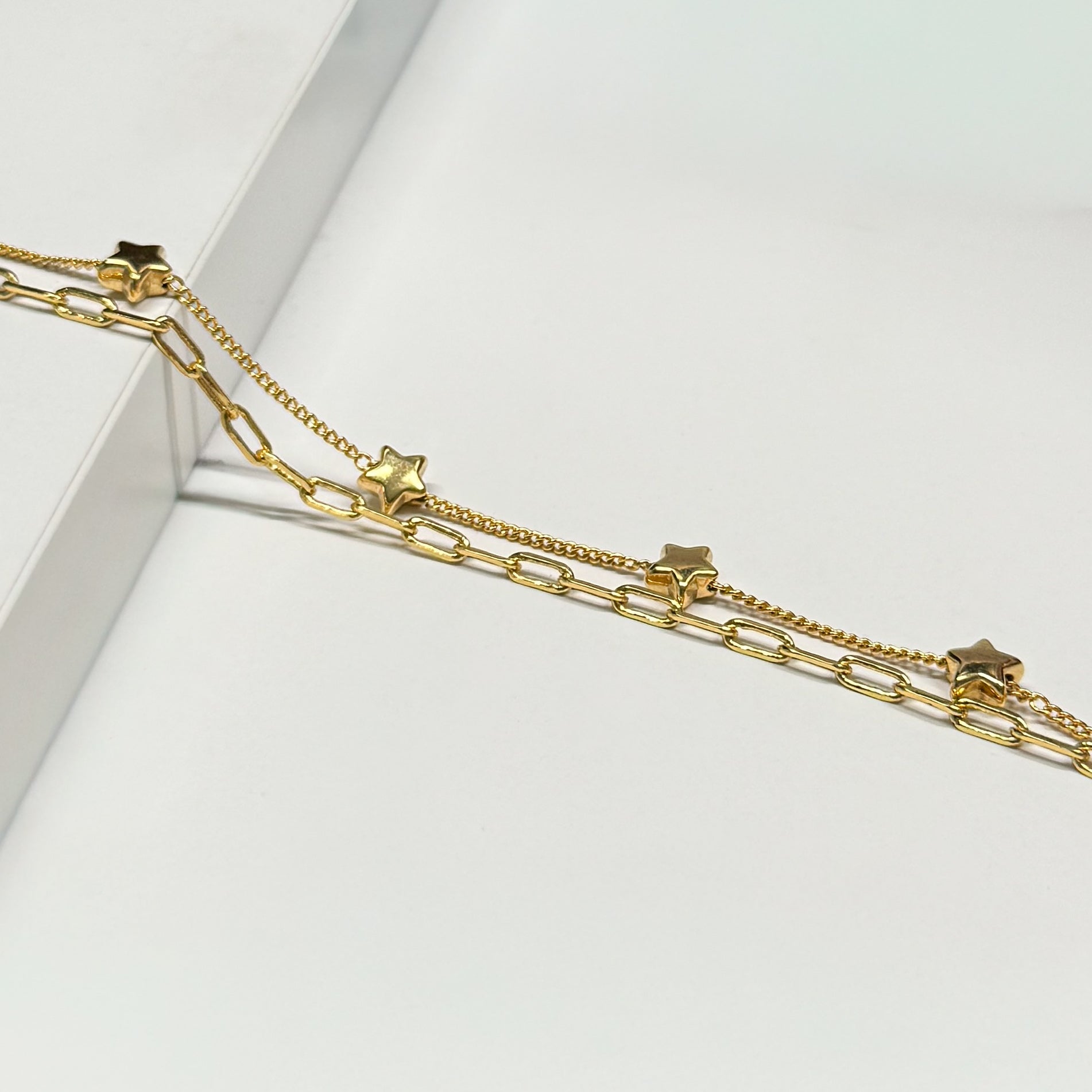 Double Chain Gold Star Bracelet