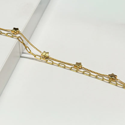 Double Chain Gold Star Bracelet